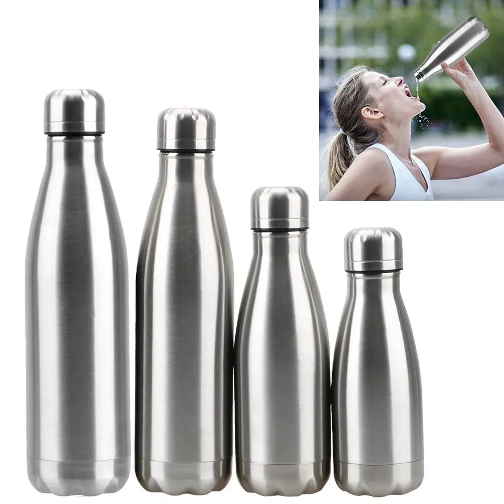 0.35/1 Liter Outdoor Large Capacity Stainless Steel Drinking Sports Water Bottle Cola Drink Cup Leak-proof Kettle