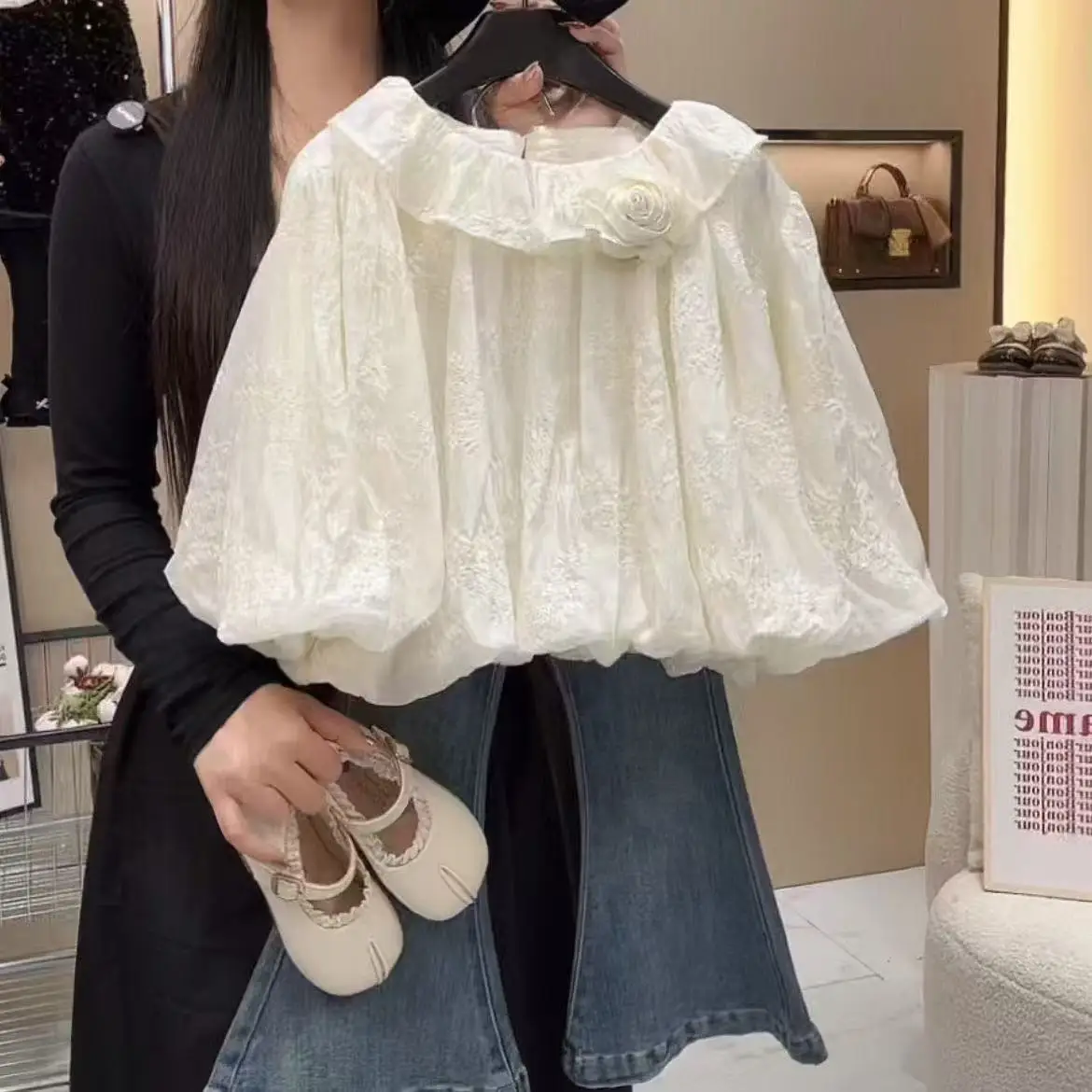 

Новые осенние модные комплекты для маленьких девочек, блузка + джинсовые брюки, повседневные костюмы принцессы, От 2 до 7 лет