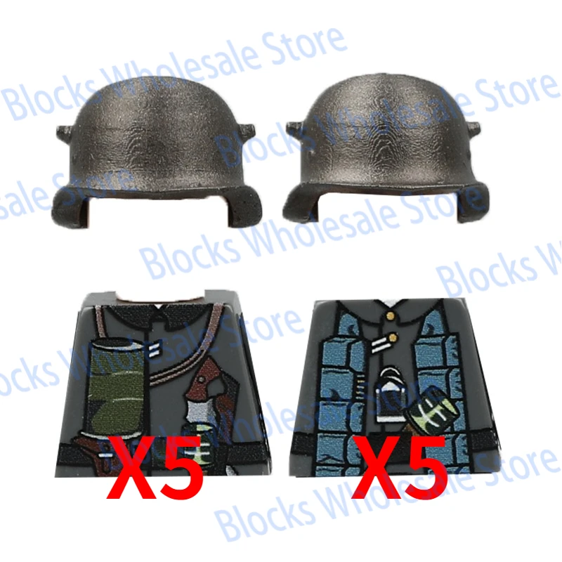 Military Soldiers Building Blocks WW2 German Infantry Grey Uniformed Figures Army Troop Helmet Bricks Toys Gift for Children W08