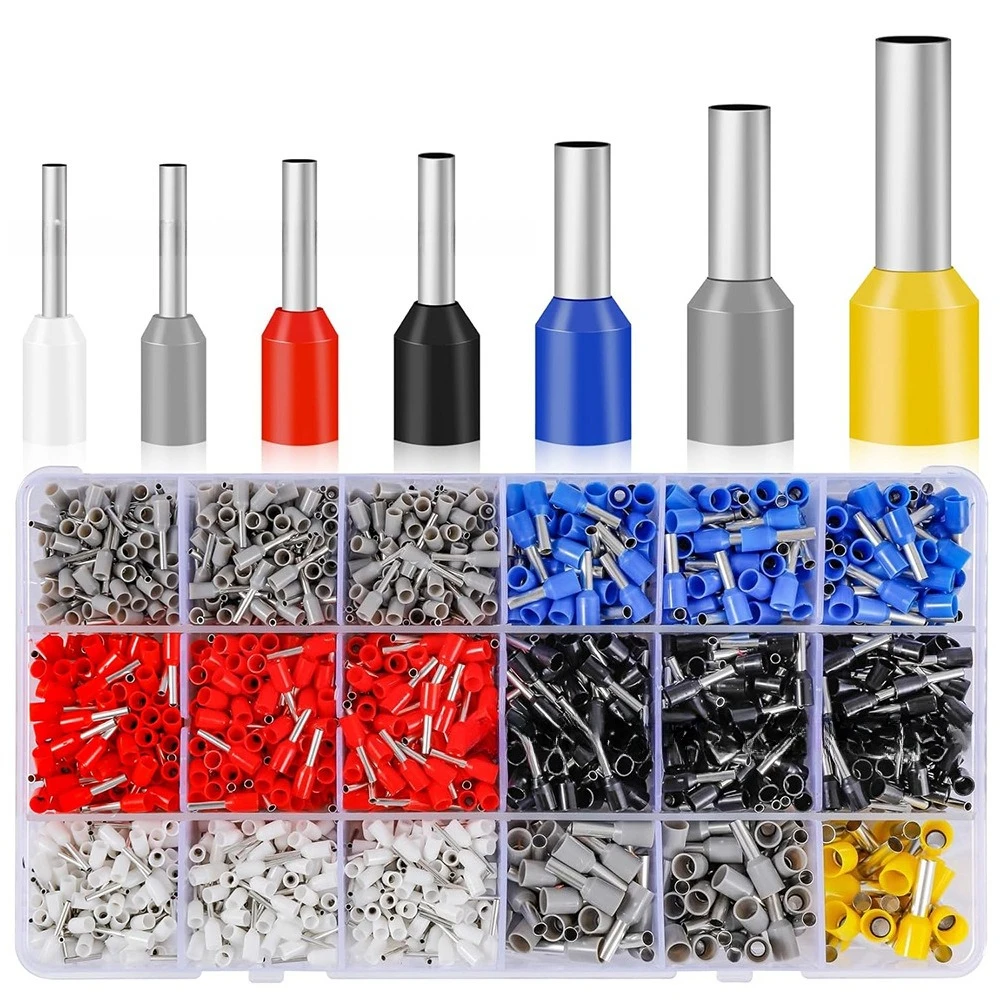 2100PCS VE Wire Ferrules, European Pre-insulated Crimp Terminals, Tin-plated Copper Tube Cable End Sleeves for Electrical Wiring