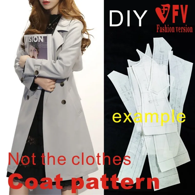 Clothes pattern women's lapel double-breasted coat coat pattern 1:1 cutting design drawing DIY BFY-159