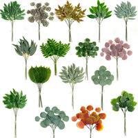 10PCS Artificial Eucalyptus Leaf Stems,White Seeds Greenery Plant Eucalyptus Leaves Fake Green Branches,Home Garden Decorations