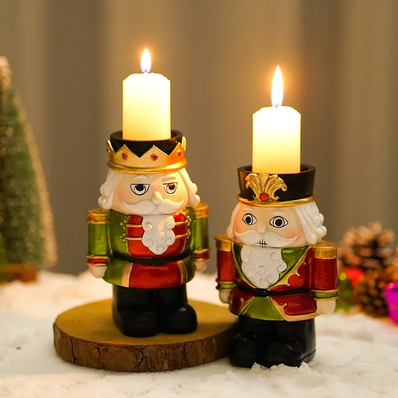 

Nutcracker Candle Holder Resin Soldier Figurines Candlestick Ornament Holiday Party Table Home Decor Accessories Crafts Gifts