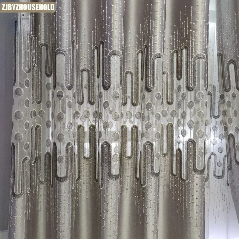 French Curtains for Living Room Study Bedroom Windows Balcony Tulle High Shading Curtain Modern and Simple Embroidered