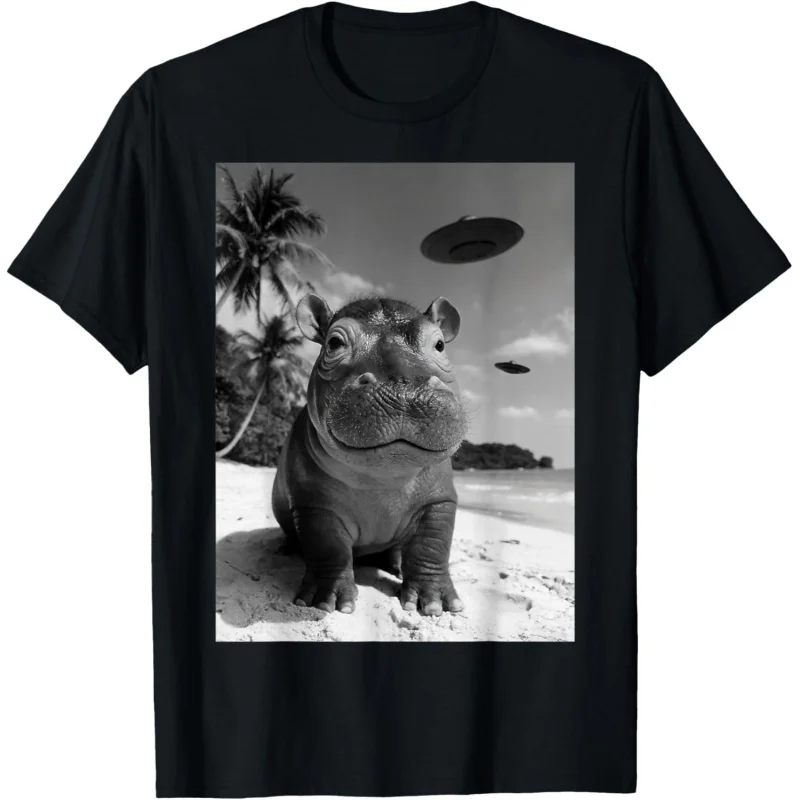 Funny Moo-Deng Baby Pygmy Hippo Cute UFO Zoo For Family T-Shirt