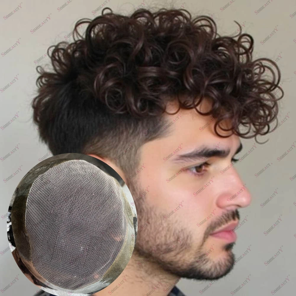 

Европейский парик-накладка из натуральных человеческих волос для мужчин, дышащий, с кружевом и полиуретаном, 18 мм, 15 мм, афро-кудрявый, недорогой, австралийский, незаметный