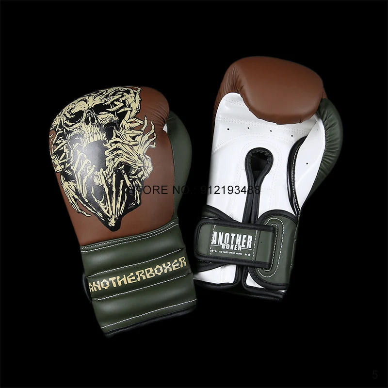 Muay Thai Gloves Skull PU Kick Boxing Gloves Women Men Youth Premium Fight Kickboxing MMA Sparring Punching Training Equipment