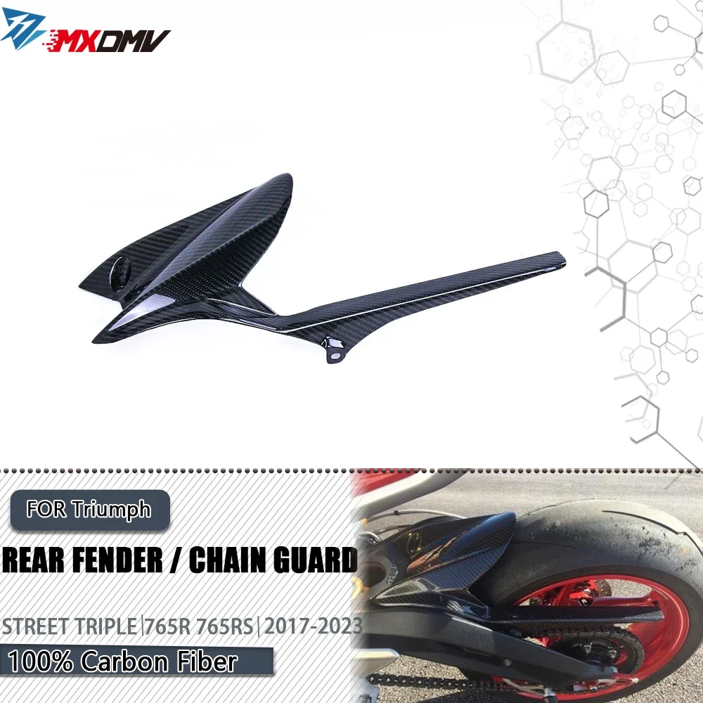 Motorcycle Carbon Fiber Rear Fender Hugger Splash Chain Guard Mudguard For Triumph Street Triple 765 R RS 765RS 765R 2017-2023