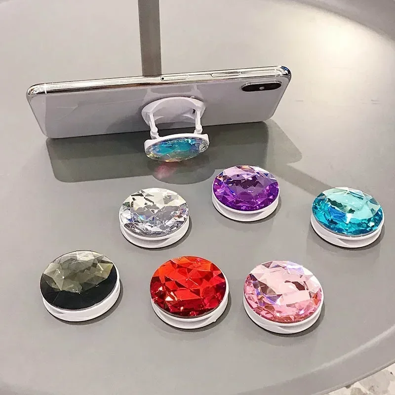Suporte portátil para celular com glitter, popular, dobrável, anel de dedo, suporte de plástico para iphone, samsung, xiaomi, huawei