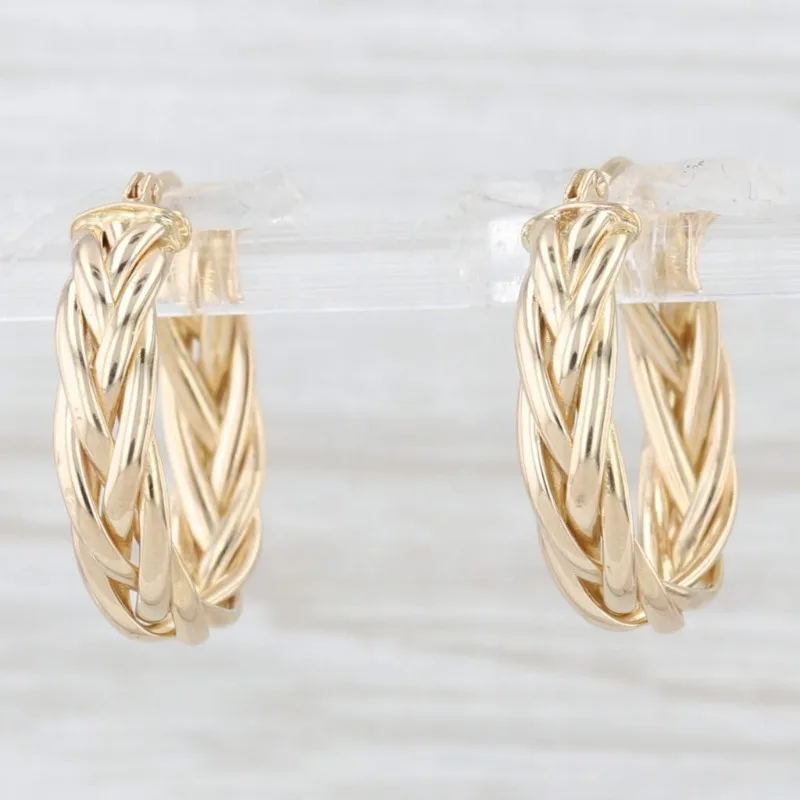 Classic Hand Carved Geometry Hoop Women's Earrings Golden Color Metal Anniversary Gift Jewelry