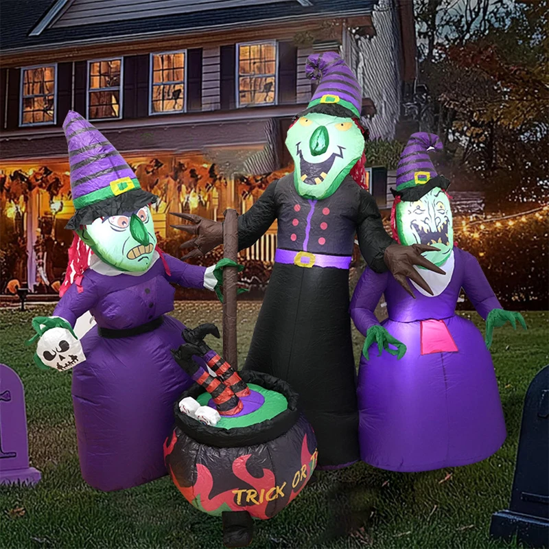 1.9m brinquedos infláveis decorações de halloween três bolhas bruxas ao ar livre indoor festa gramado quintal jardim modelo de halloween decoração