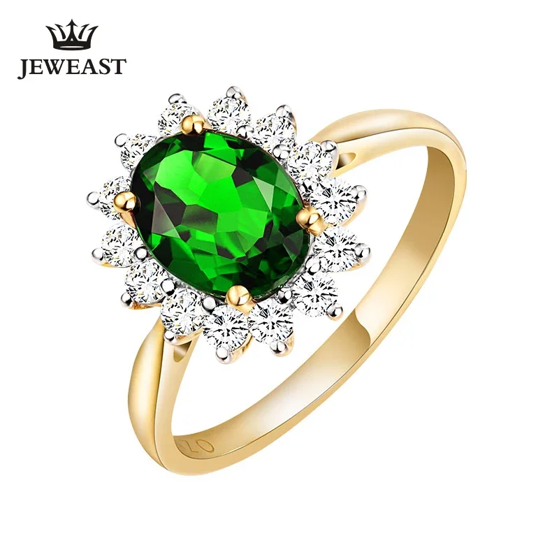 Natural Diopside 18K Pure Gold 2025 New Hot Selling Top Ring Women Heart Shape Ring  For Ladies  Woman Genuine Jewelry