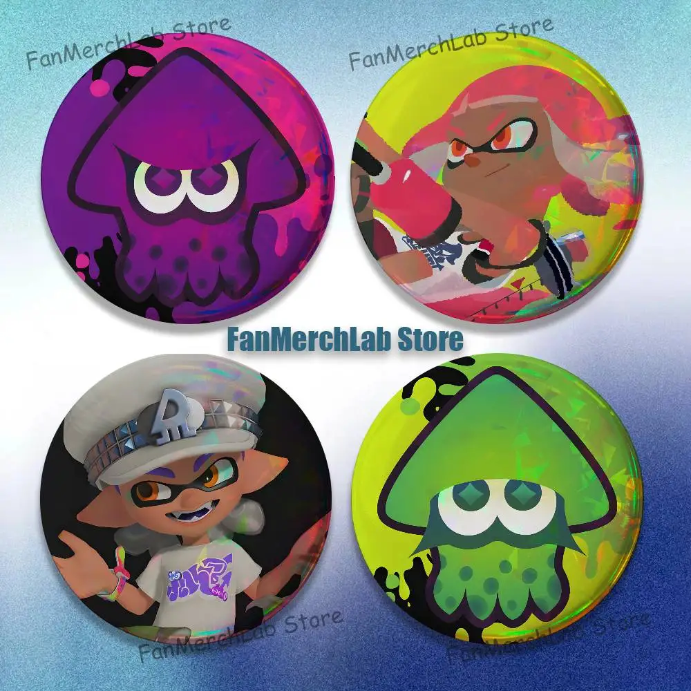 

Game S-SplatoonS Cartoon Anime Enamel Pin Badge Cartoon Round Brooch Accessories on Backpack Gifts