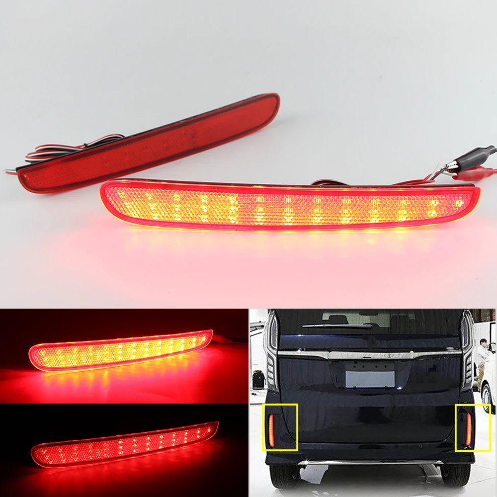 2PCS 12V LED Rear Fog Lamp Bumper Light For Honda N-Box LED Rear Bumper Reflector Light Fog Lamp Brake Light Car Accessories