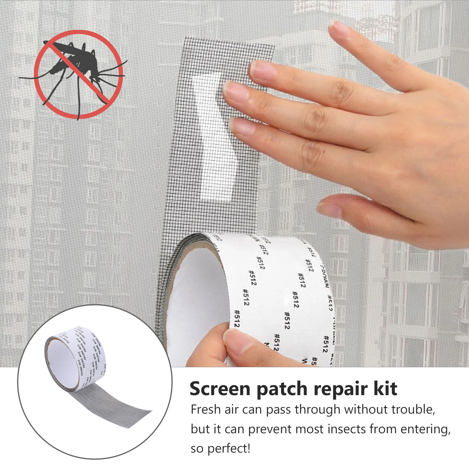 

PVC Screen Repair Tape Mesh Tears Holes Window Door Kit Replacement Fix Strong Adhesive Tear Resistant Wear Resistant Durable