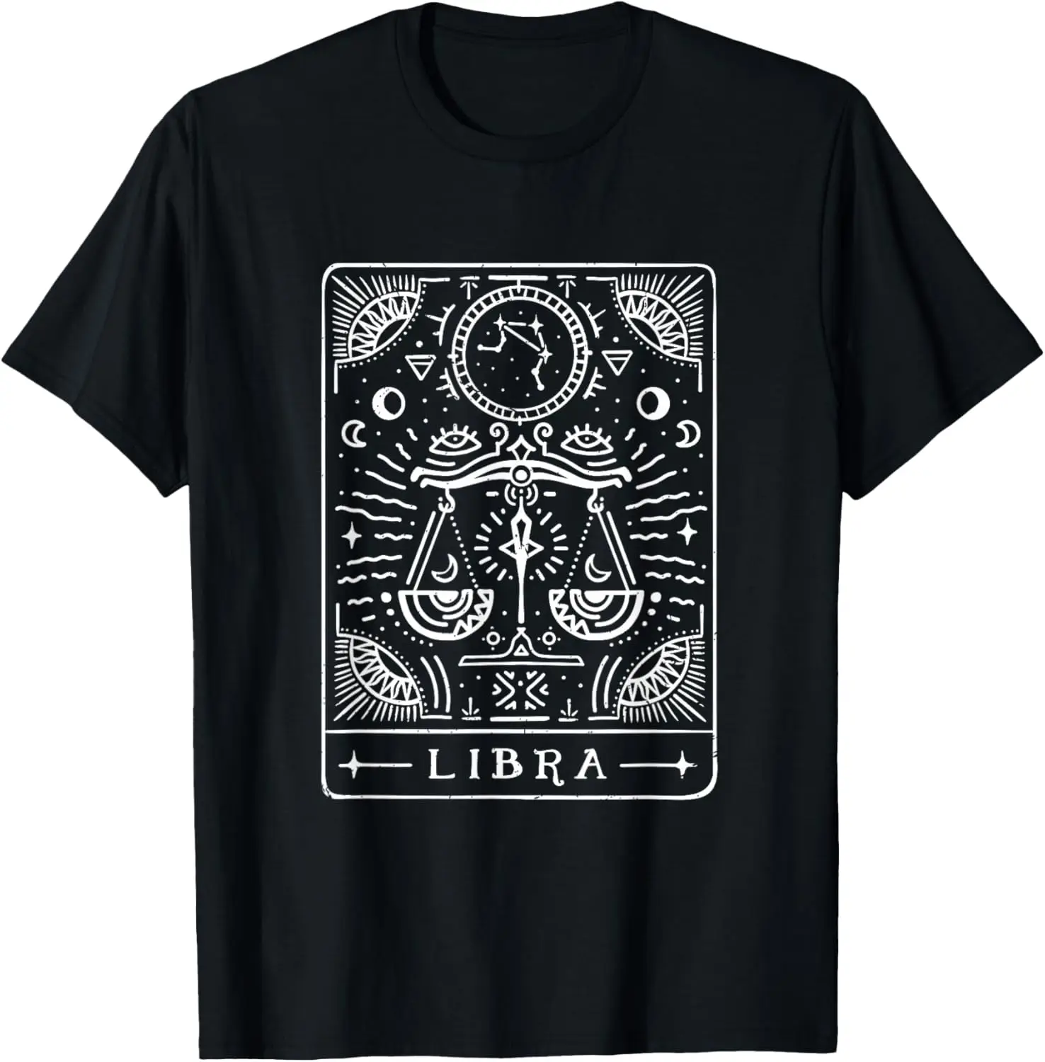 Libra Tarot Art/Libra Zodiac Sign/Libra Birthday Month T-Shirt 100% Cotton Trendy Y2K Short-Sleeve Tee-Soft, Quick-Drying,