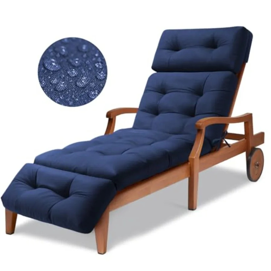 

Outdoor Chaise Lounge Cushion Waterproof 74.4x22x4.7 Inch Oxford Fabric Thickened Patio Lounge Chair Cushion with Ties Cotton F