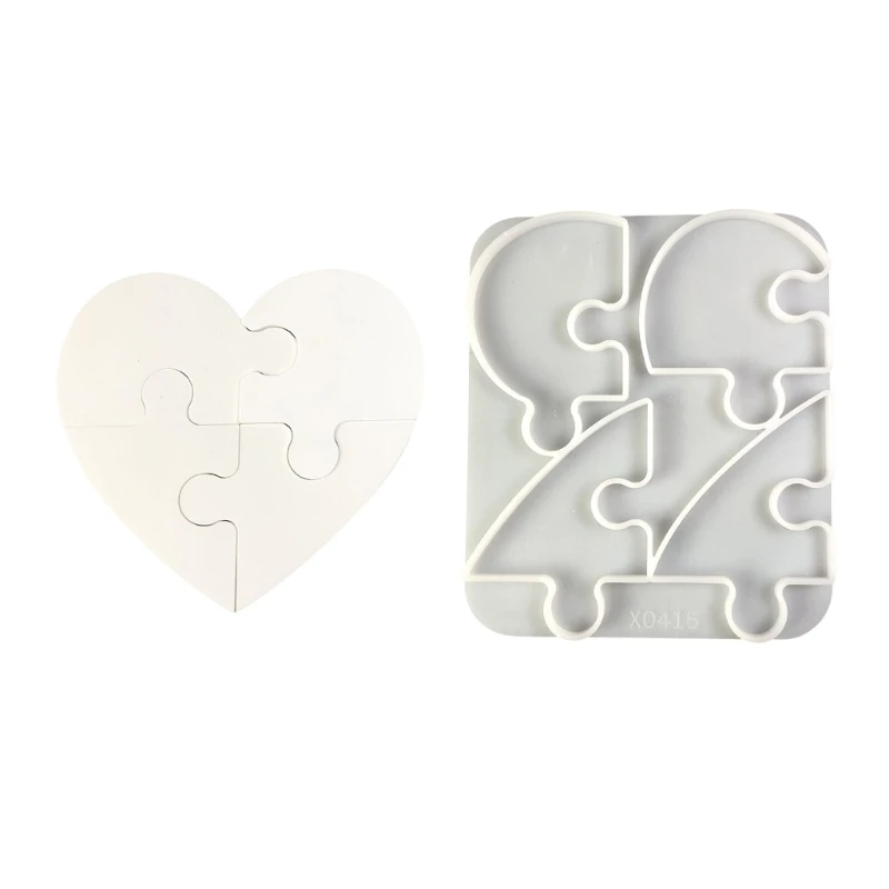 

Delicate Heart Designs Silicone Mold Heat Resistant Puzzle Heart Cup Mat Mold For Artistic DIY Creation