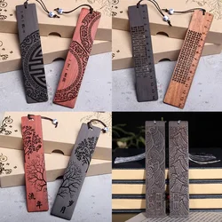 Vintage Sandalwood Carving Bookmark Set Retro Wooden Book Mark for Books Chinese Style Gifts Students Teacher Supplies