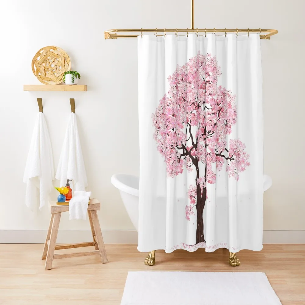 

Sakura Cherry Blossom Tree Sticker Shower Curtain Shower Waterproof Waterproof Fabric Shower Cover Curtain