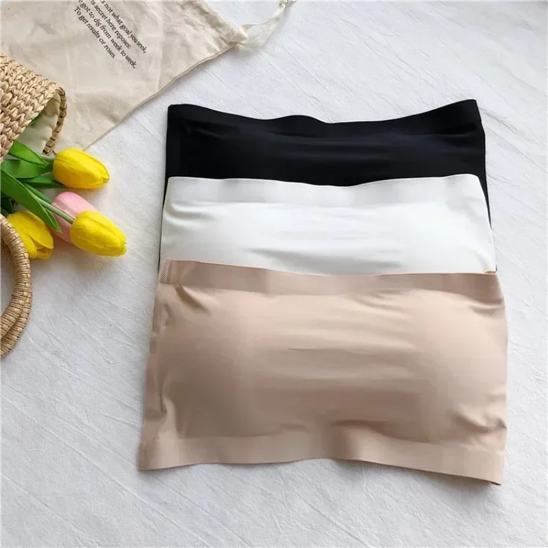 Ice Silk Strapless Bra Girls Seamless Crop Tube Top Bralette for Women Sexy Soft Bras Large Size Bustier Tops Summer Underwear image 3