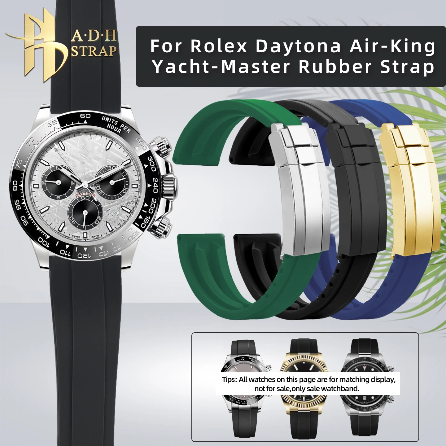 Correa de reloj de goma resistente al agua para deportes Rolex Daytona Air-King Yacht-Master Blackwater Ghost, correa con hebilla plegable de 20mm, 21mm y 22mm