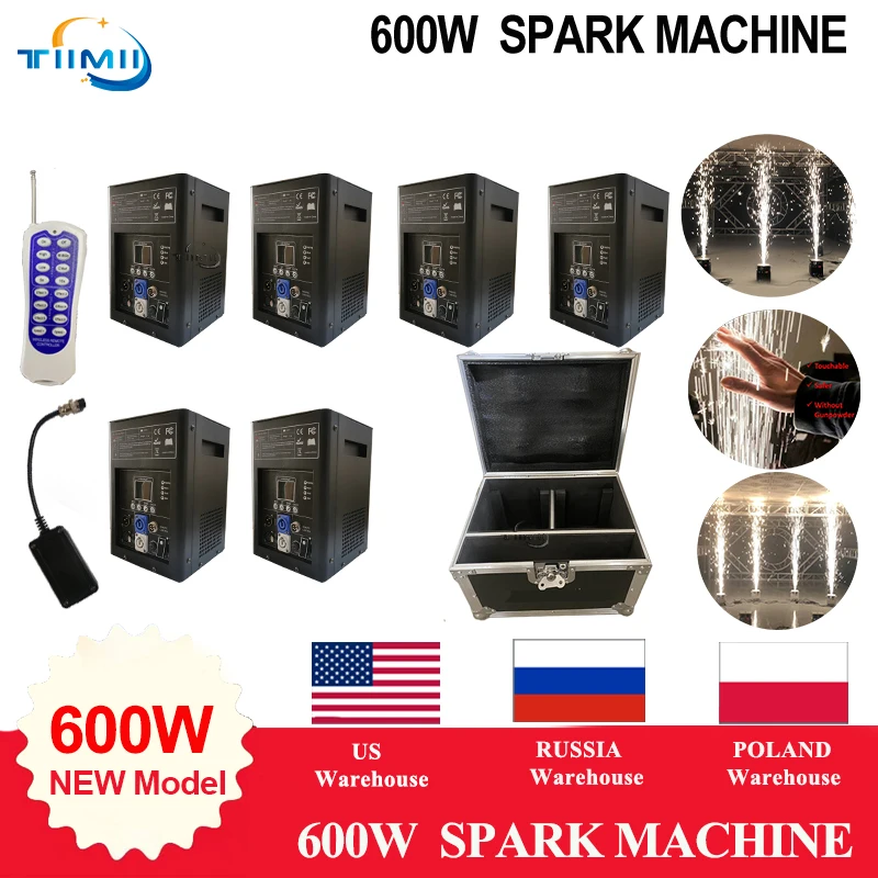 1-4Pcs 600W Cold Spark Machine Stage Effect DMX Remote Control For Wedding Celebration DJ Lighting Fountain Fireworks Ti Powder