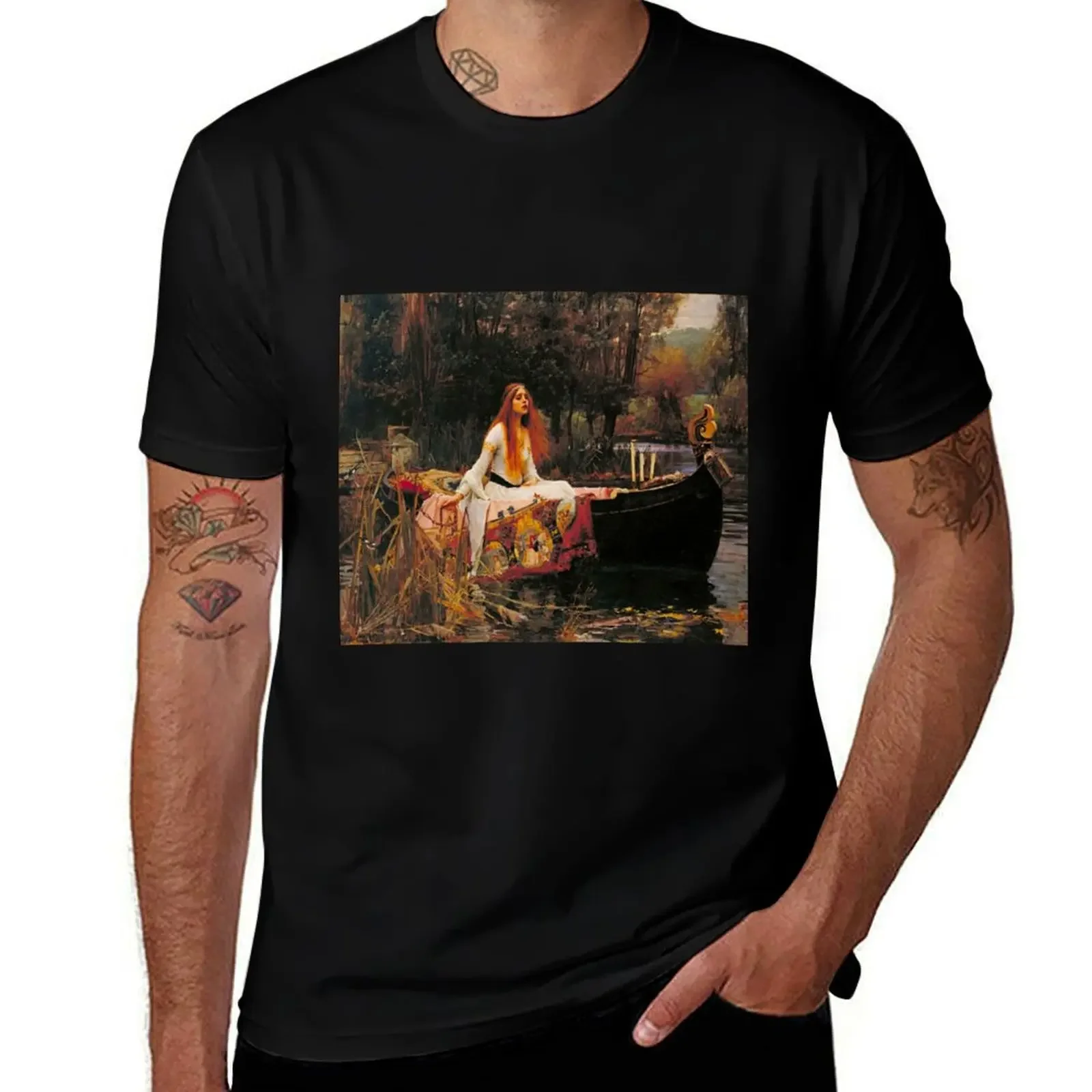 

John William Waterhouse - The Lady of Shalott T-Shirt blue archive Short sleeve tee man t shirt workout shirts for men