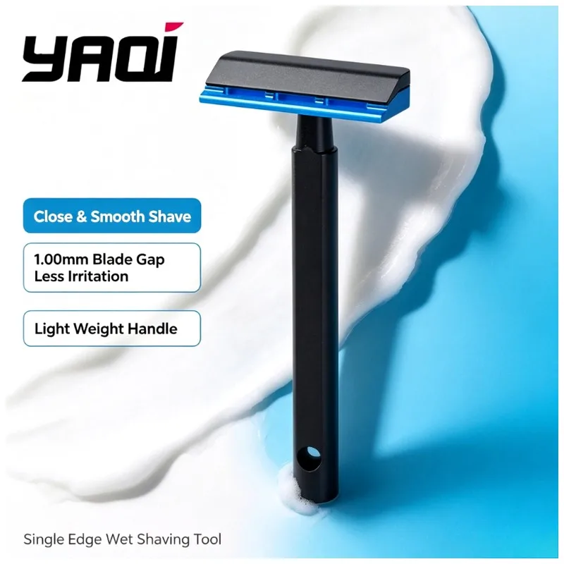 YAQI Black and Blue Color Tachi Aluminum Version Light Weight Single Edge Safety Razor 2026 1.00mm Blade Gap