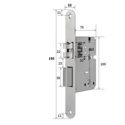 5050 mortise lock body 22x195R