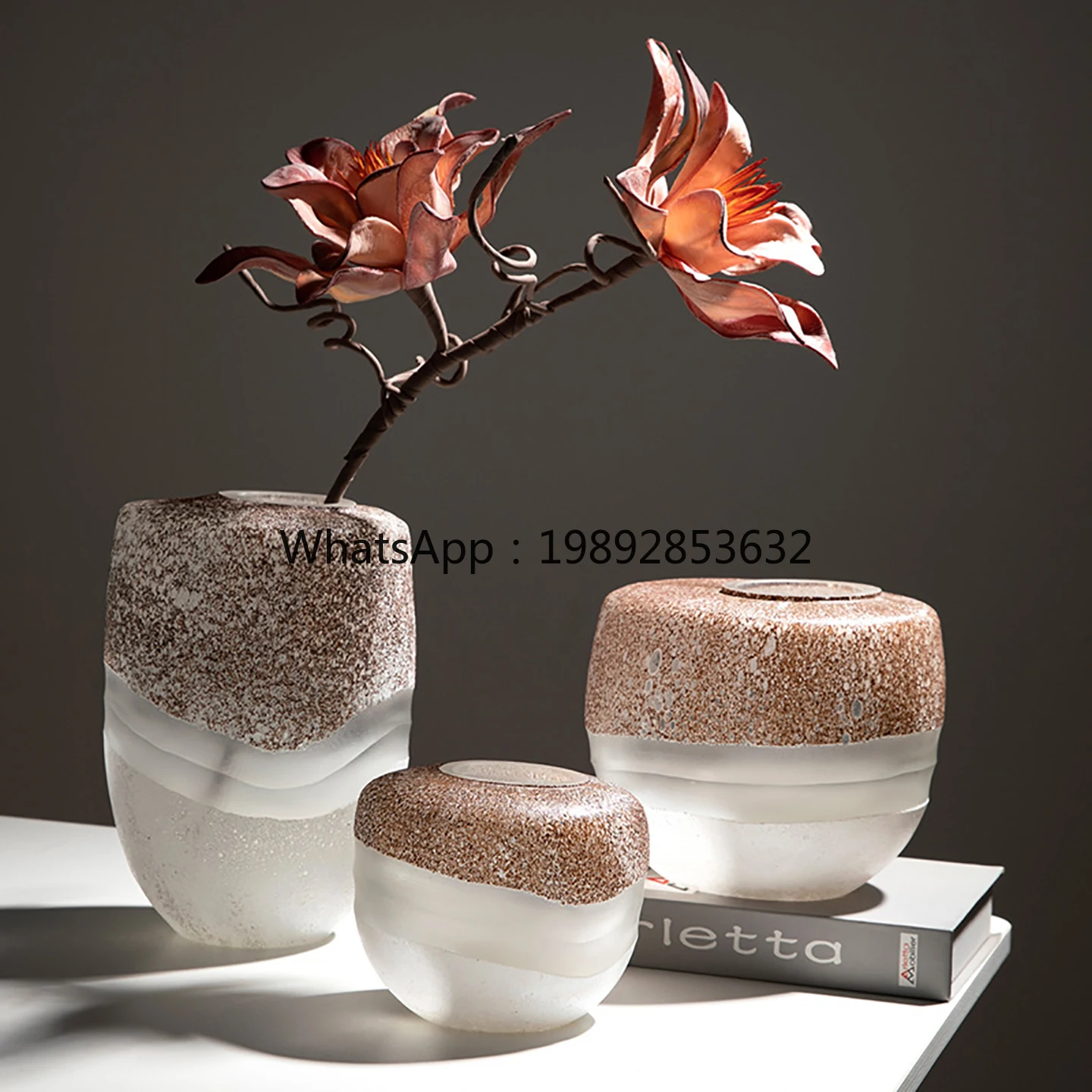 LYY Frosted Pastel Dot Vase Textured Light Luxury Glass Ornament Living Room Dining Table Soft Decoration Flower Arrangement