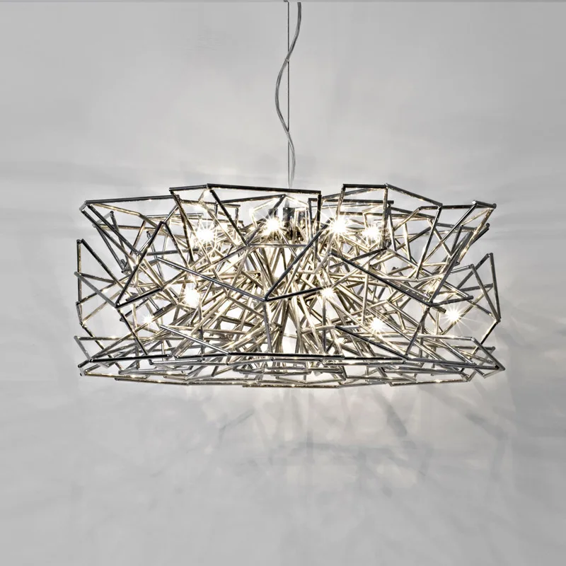 Creative special-shaped design rectangular chandelier Nordic postmodern minimalist European bar soft-mounted restaurant lamps