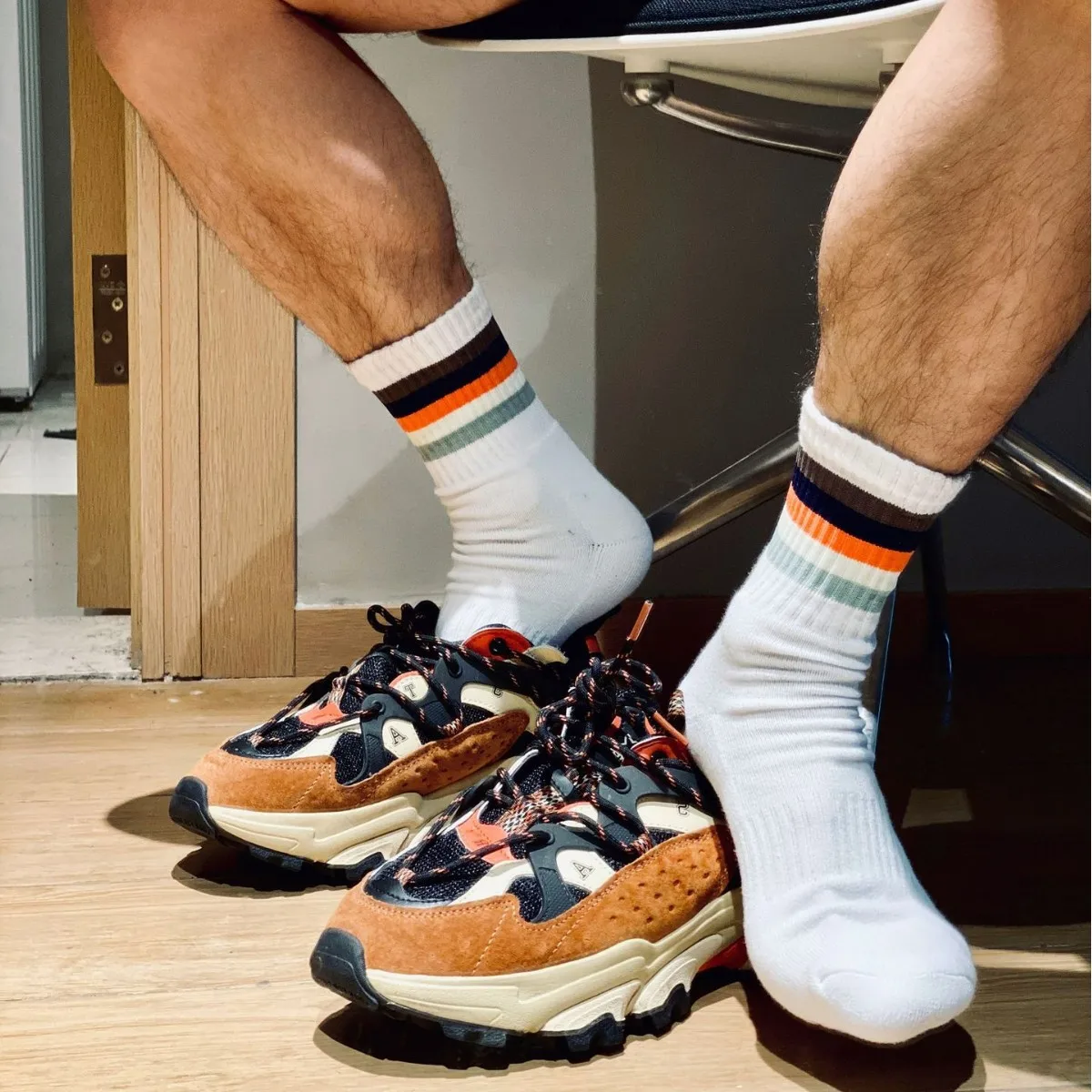 Rainbow Stripes Gay Sexy Trend Fashion Popular Solid Color Sports Socks Cotton Towel Bottom Thickened Medium Tube Men's Socks