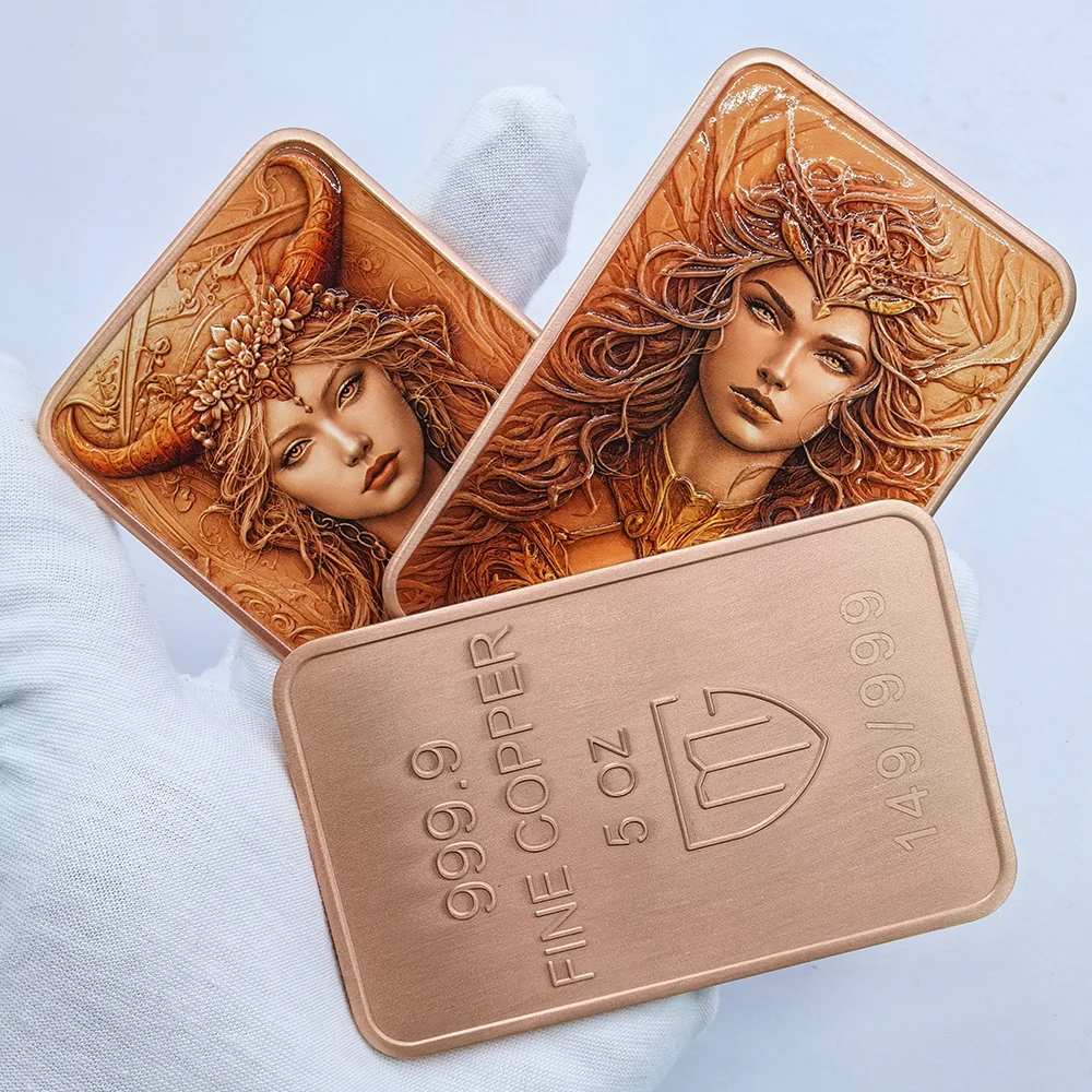4 Types 5 OZ .999 Pure Copper Fantasy Magical Forest Goddess Commemorative Bar Elf Mythical Beauty Female Character For Gift