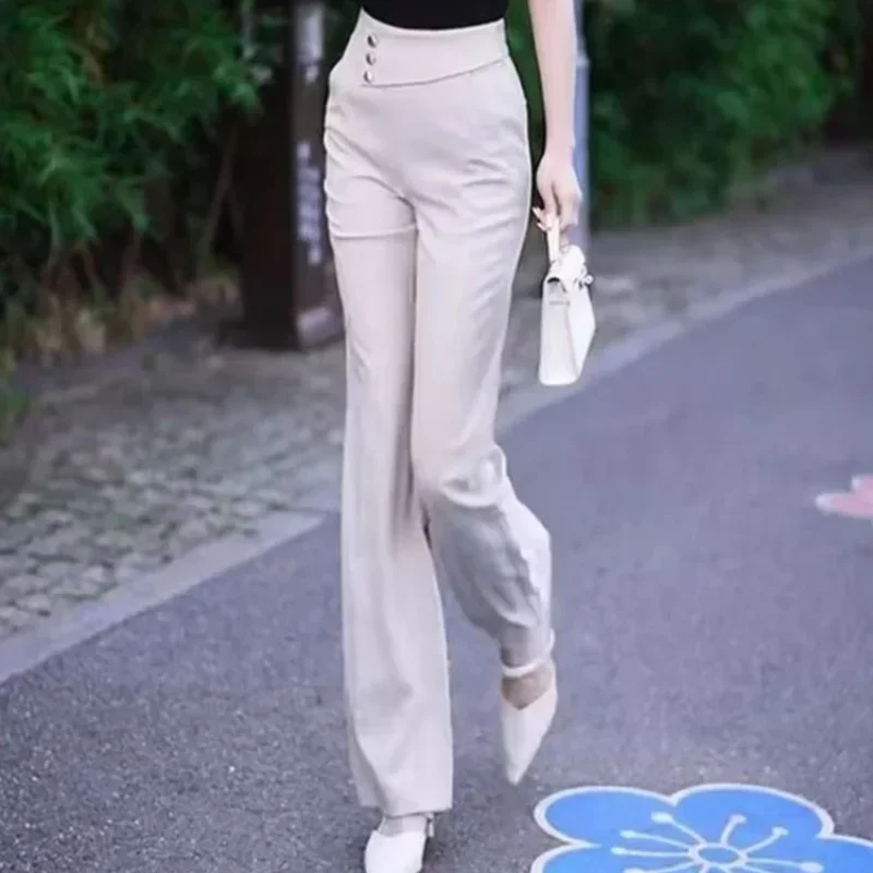 Solid Pants for Women Korean Fashion Slacks Long Trends 2025 Woman Trousers All Medium High Quality Clothing One Size Original G