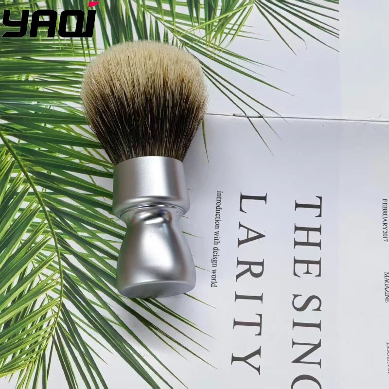 ‌2026-new-product‌！yaqi-matte-chrome-color-metal-handle-best-badger-hair-shaving-brush-for-men-professional-barber-tools