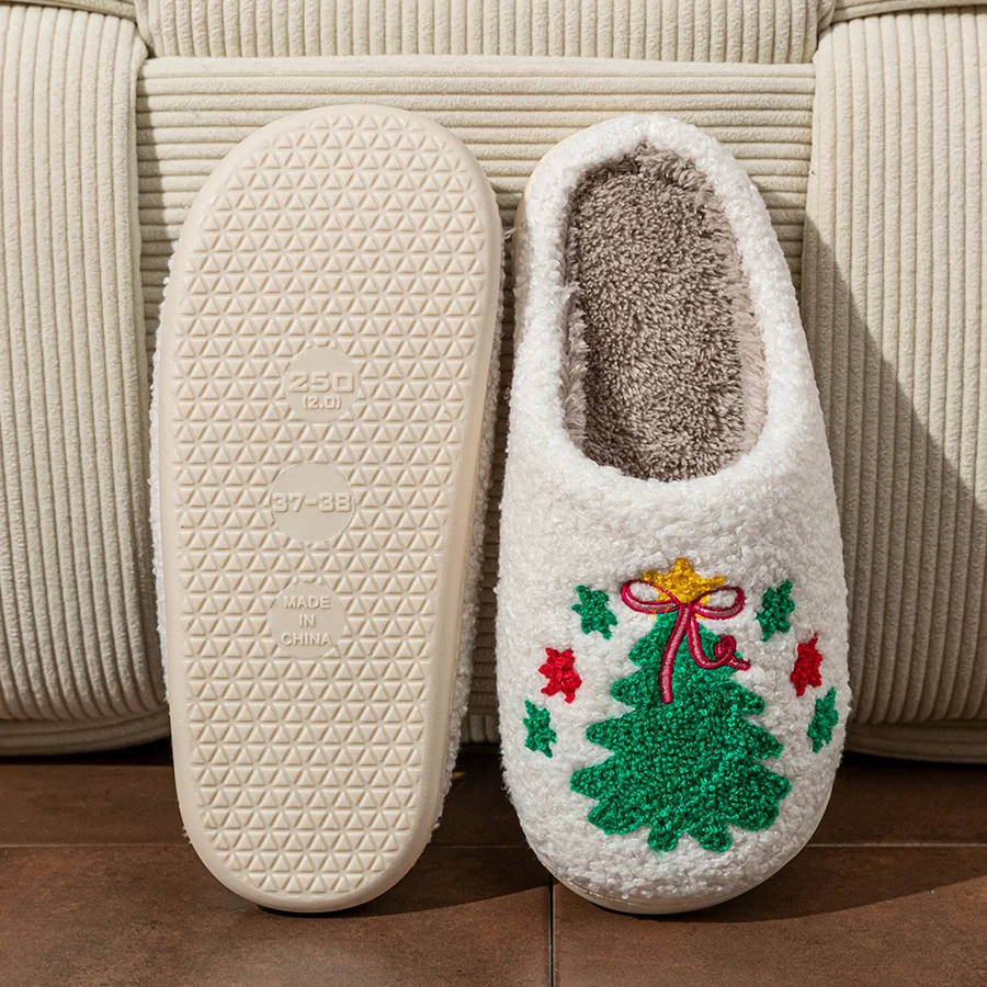 Christmas Tree Women's Slippers Indoor Soft Breathable Comfortable Festival Couple Fashion Winter Holiday Christmas Shoes image 5