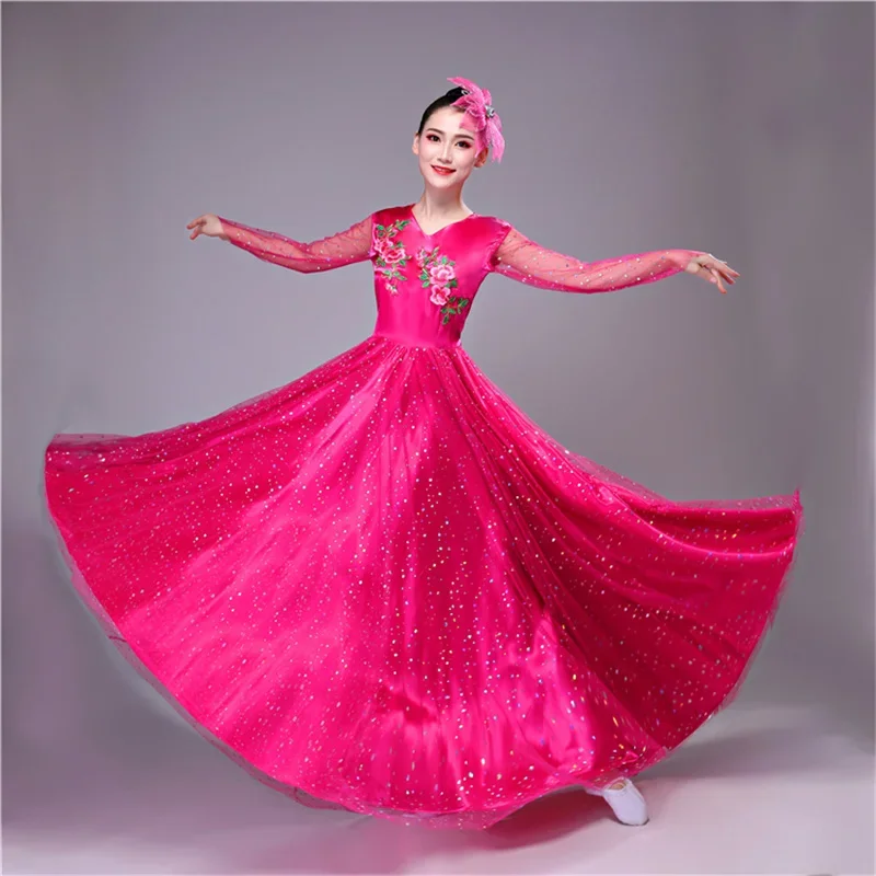 180-720 Spanish Full Swing Angle Flamenco Skirt Modern Adult Women Dance Dress Belly Stage Performance Wear Ballroom Costume