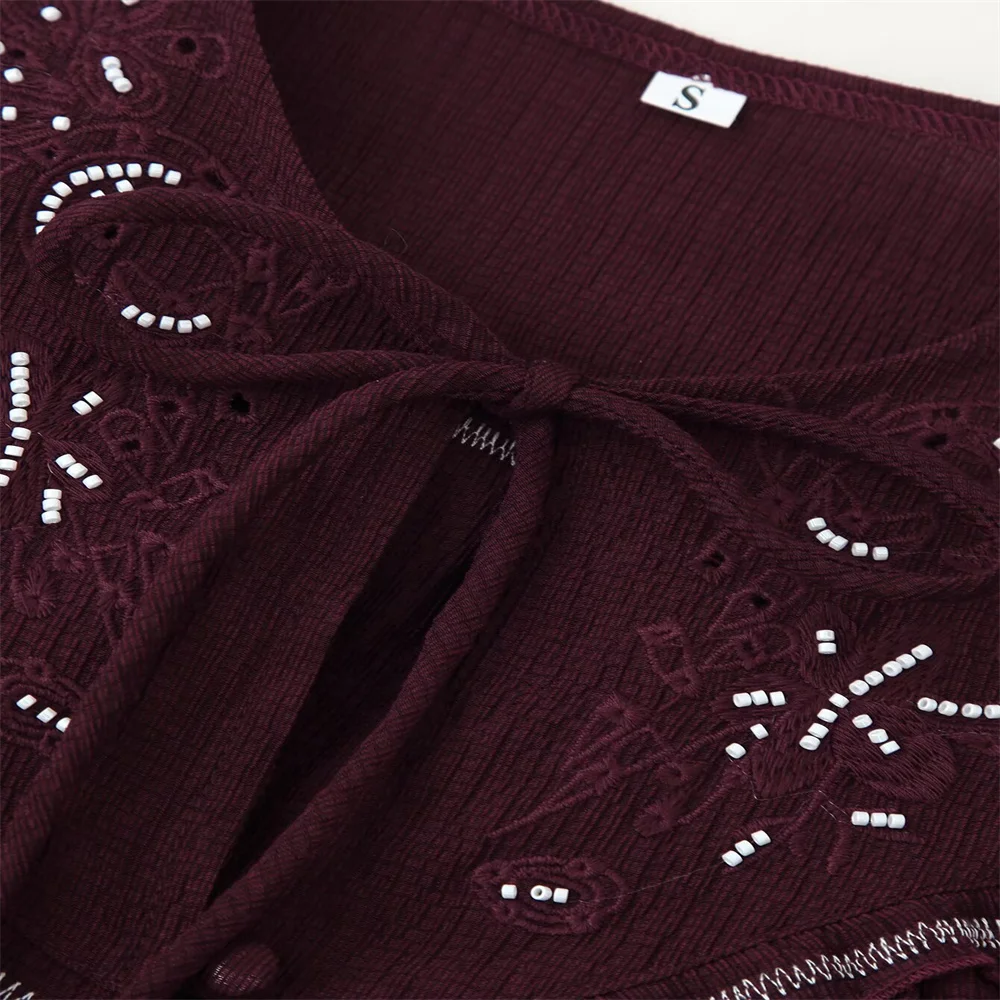 Chemise brodée de perles Simple et polyvalente pour femmes, nouvelle mode d'automne