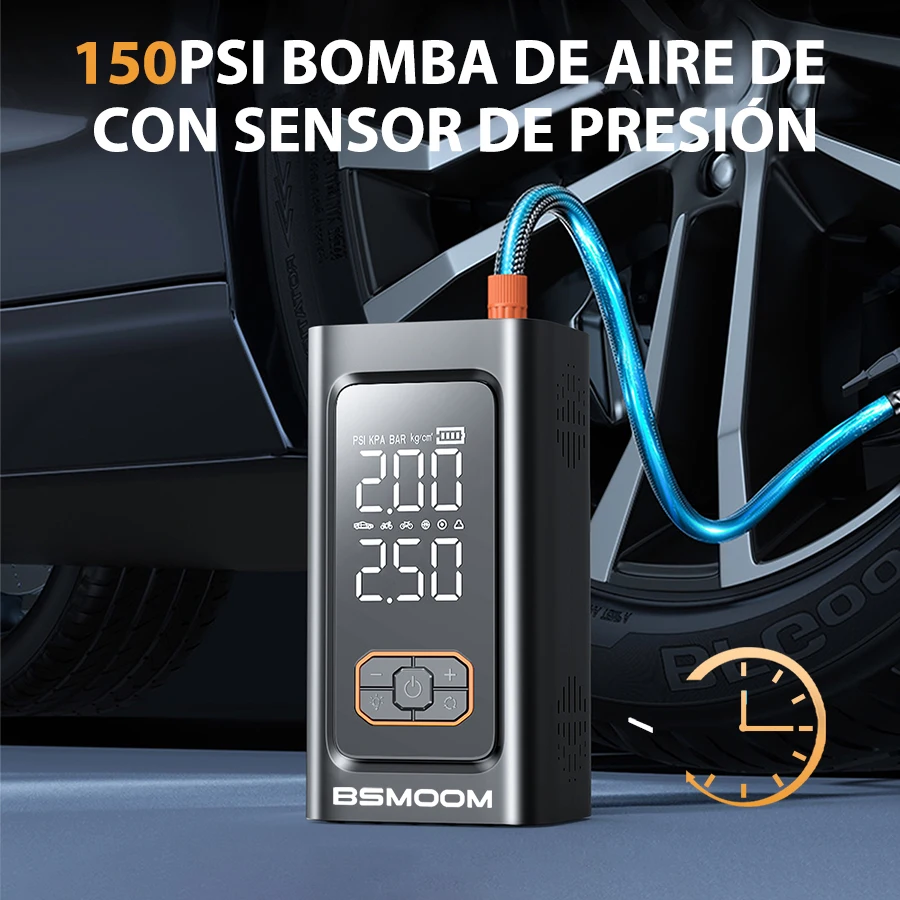 1500A/1000A PEAK Multifunctional Emergency Jump Starter with 150PSI Air Pump, Digital Tire Inflator, Portable Car Battery Charger, Up to ALL Gas/10L