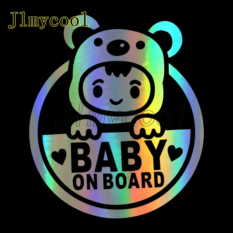 15.5 *13.5cm Motorcycle Stickers Baby on Board Funny Reflective Car Stickers and Decals Vinyl JDM Carbon Fiber 3D Decal Stcker