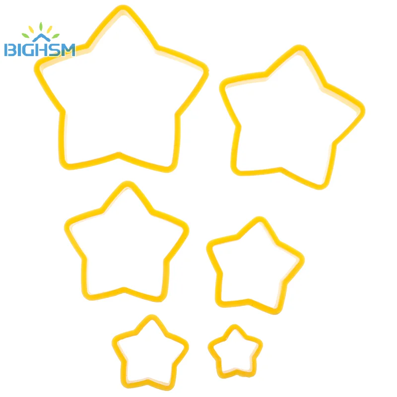 6 unids/set árbol de Navidad cortador de galletas forma de estrellas pastel molde cortador de galletas