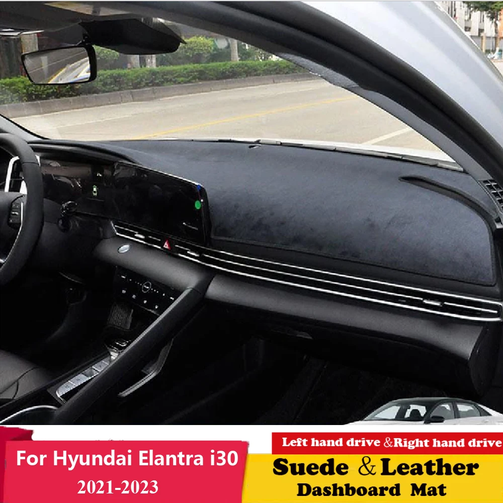 

For Hyundai Elantra Avante i30 Sedan CN7 2021 2022 2023 Suede Leather Dashmat Dashboard Cover Pad Dash Mat Auto Car Accessories