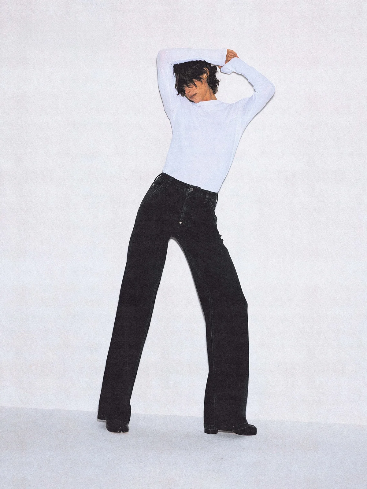 AOGI 05 High Waist Wide Leg Jeans Women's Slim Fit Elastic Deep Blue Supermodel Denim Casual Zipper Style Cotton Fabric