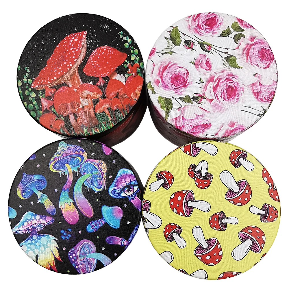 50mm Zinc Alloy Smoke Grinder 4 Layer Tobacco Grinder Herb Grinder Kitchen Accessories Mini Cute Cigar Moon Tree Mushroom Rose