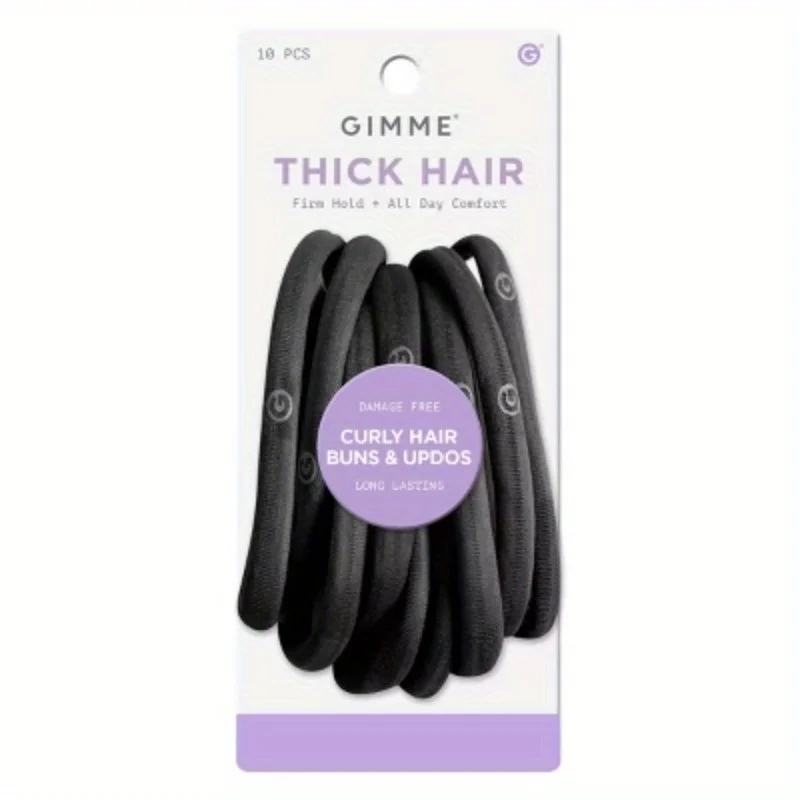 

Extra Large Hair Ties - Black - 10 Pieces for Thick Curly Hair Holds More Hair