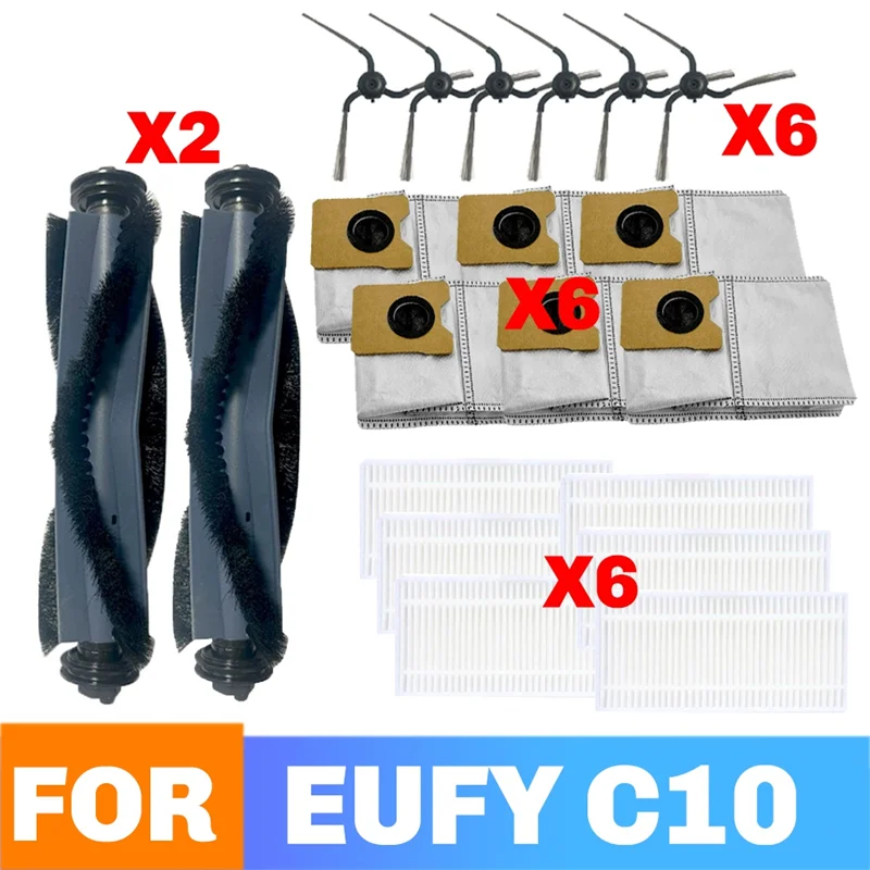 

A98I-For Eufy C10 Robot Vacuum Replacement Parts Accessories Main Side Brush Hepa Filter Dust Bag