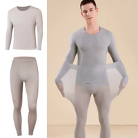 Men's Ultra-Thin Long Sleeve Thermal Underwear Set Skin-Friendly Static-Resistant Seamless Heating Base Layer Autumn Winter New
