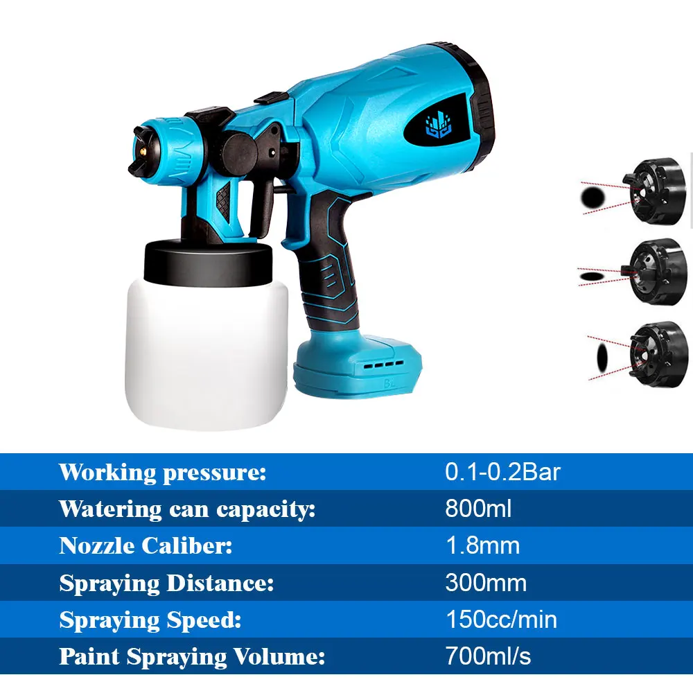 800ML Cordless Electric Spray Gun Household Electric Paint Sprayer Spray Gun Battery For Makita 18V Battery