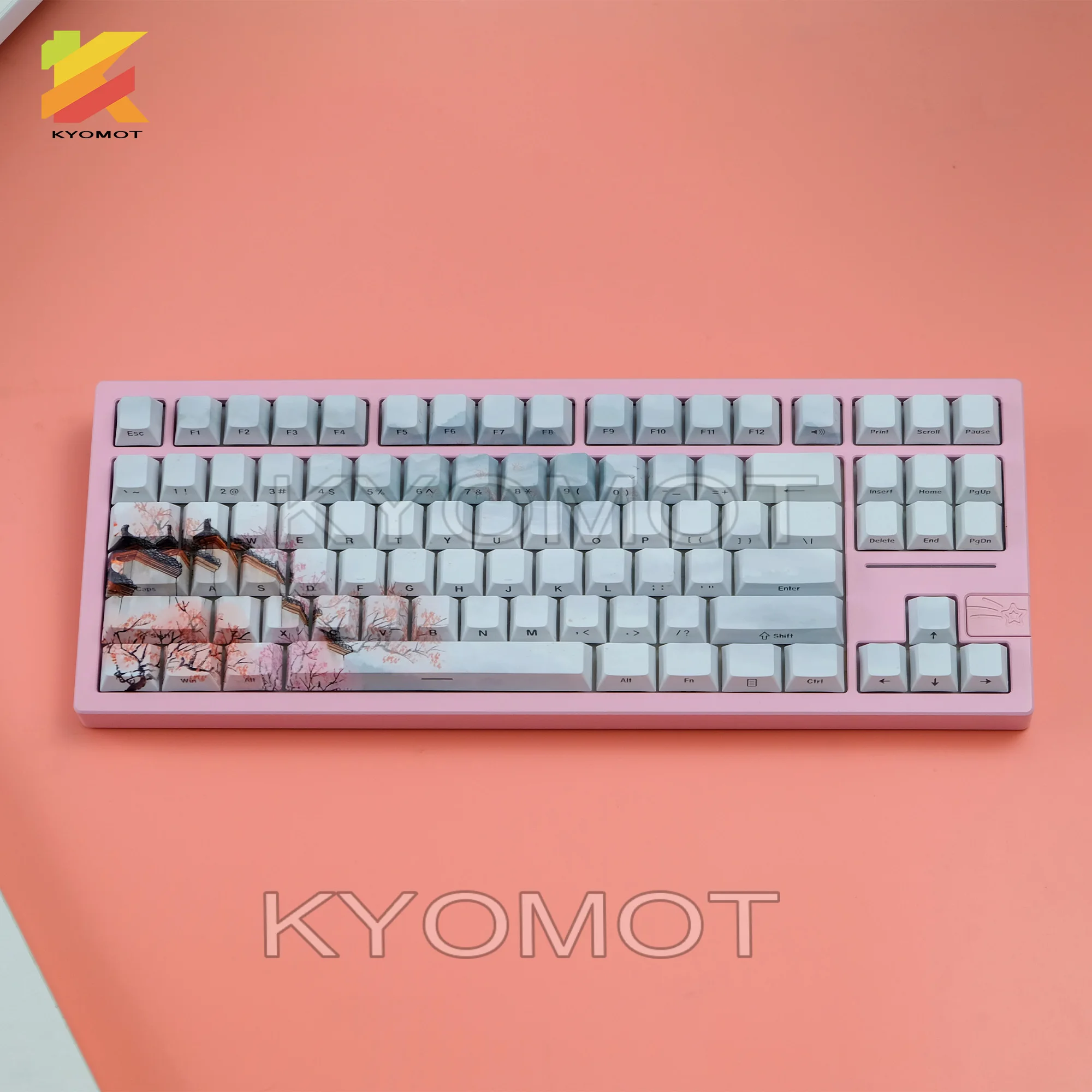 KYOMOT Ancient City Side Print Keycap Double Shot Shine Through Keycap Cherry Profile for MX Switch ANSI ISO Mechanical Keyboard